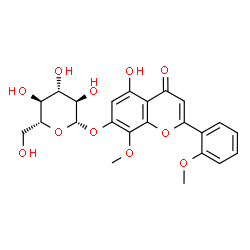 ChemSpider 2D Image | 5-Hydroxy-8-methoxy-2-(2-methoxyphenyl)-4-oxo-4H-chromen-7-yl beta-D-glucopyranoside | C23H24O11