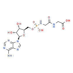 ChemSpider 2D Image | 1-[(2R,3S,4R,5R)-5-(6-Amino-9H-purin-9-yl)-3,4-dihydroxytetrahydro-2-furanyl]-3-hydroxy-6-oxo-2-oxa-4,7-diaza-3-phosphanonan-9-oic acid 3-oxide | C14H20N7O9P