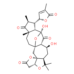 ChemSpider 2D Image | (1S,3R,7R,10S,12S,13R,15S,16S,17S,18S,20S)-12,15-Dihydroxy-9,9,18,20-tetramethyl-17-[(2R)-4-methyl-5-oxo-2,5-dihydro-2-furanyl]-4,8,23-trioxahexacyclo[13.7.1.0~1,13~.0~3,7~.0~3,10~.0~16,20~]tricosane-
5,14,19-trione | C29H36O10