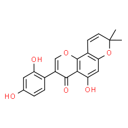 ChemSpider 2D Image | 3-(2,4-Dihydroxyphenyl)-5-hydroxy-8,8-dimethyl-4H,8H-pyrano[2,3-f]chromen-4-one | C20H16O6