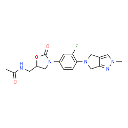 ChemSpider 2D Image | N-({3-[3-Fluoro-4-(2-methyl-2,6-dihydropyrrolo[3,4-c]pyrazol-5(4H)-yl)phenyl]-2-oxo-1,3-oxazolidin-5-yl}methyl)acetamide | C18H20FN5O3