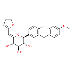 ChemSpider 2D Image | (1S)-1,5-Anhydro-1-[4-chloro-3-(4-methoxybenzyl)phenyl]-5-(2-furylmethylene)-D-xylitol | C24H23ClO6