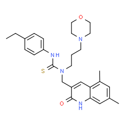ChemSpider 2D Image | 1-[(5,7-Dimethyl-2-oxo-1,2-dihydro-3-quinolinyl)methyl]-3-(4-ethylphenyl)-1-[3-(4-morpholinyl)propyl]thiourea | C28H36N4O2S