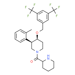 ChemSpider 2D Image | [(3R,4S)-4-{[3,5-Bis(trifluoromethyl)benzyl]oxy}-3-(2-methylphenyl)-1-piperidinyl](2-piperidinyl)methanone | C27H30F6N2O2