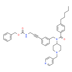 ChemSpider 2D Image | Benzyl {3-[3-({(4-pentylbenzoyl)[1-(4-pyridinylmethyl)-4-piperidinyl]amino}methyl)phenyl]-2-propyn-1-yl}carbamate | C41H46N4O3