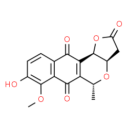 ChemSpider 2D Image | (3aR,5R,11bR)-8-Hydroxy-7-methoxy-5-methyl-3,3a,5,11b-tetrahydro-2H-benzo[g]furo[3,2-c]isochromene-2,6,11-trione | C17H14O7