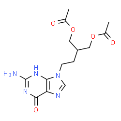 ChemSpider 2D Image | 2-(Acetoxymethyl)-4-(2-amino-6-oxo-3,6-dihydro-9H-purin-9-yl)butyl acetate | C14H19N5O5