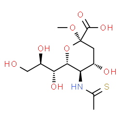 ChemSpider 2D Image | Methyl (6R)-3,5-dideoxy-5-(ethanethioylamino)-6-[(1R,2R)-1,2,3-trihydroxypropyl]-beta-L-threo-hex-2-ulopyranosidonic acid | C12H21NO8S