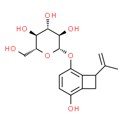ChemSpider 2D Image | 5-Hydroxy-8-isopropenylbicyclo[4.2.0]octa-1,3,5-trien-2-yl beta-D-glucopyranoside | C17H22O7