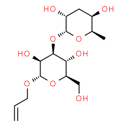 ChemSpider 2D Image | Allyl 3-O-(3,6-dideoxy-alpha-D-xylo-hexopyranosyl)-alpha-D-mannopyranoside | C15H26O9