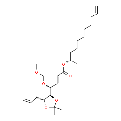 ChemSpider 2D Image | (2S)-10-Undecen-2-yl (2E,6R)-6-C-allyl-2,3-dideoxy-5,6-O-isopropylidene-4-O-(methoxymethyl)-L-erythro-hex-2-enonate | C25H42O6