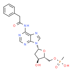 ChemSpider 2D Image | 2'-Deoxy-5'-O-[hydroxy(methyl)phosphoryl]-N-(phenylacetyl)adenosine | C19H22N5O6P