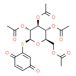 ChemSpider 2D Image | 3,6-Dioxo-1,4-cyclohexadien-1-yl 2,3,4,6-tetra-O-acetyl-1-thio-beta-D-glucopyranoside | C20H22O11S