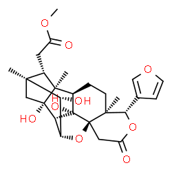 ChemSpider 2D Image | Methyl [(1S,2R,3S,4R,7S,8S,12R,14R,15S,16S,17S,18S)-8-(3-furyl)-1,3,15-trihydroxy-7,16,18-trimethyl-10-oxo-9,13-dioxahexacyclo[14.2.1.0~2,14~.0~3,12~.0~4,18~.0~7,12~]nonadec-17-yl]acetate | C27H34O9