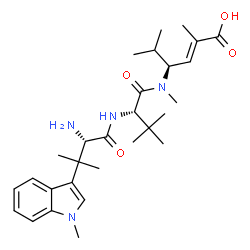 ChemSpider 2D Image | beta,beta,1-Trimethyl-L-tryptophyl-N-[(3S,4E)-5-carboxy-2-methyl-4-hexen-3-yl]-N,3-dimethyl-L-valinamide | C29H44N4O4