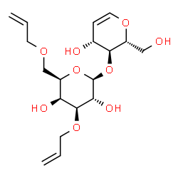 ChemSpider 2D Image | 1,5-Anhydro-2-deoxy-4-O-(3,6-di-O-allyl-beta-D-galactopyranosyl)-D-arabino-hex-1-enitol | C18H28O9