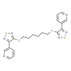 ChemSpider 2D Image | 3,3'-[1,6-Hexanediylbis(sulfanediyl-1,2,5-thiadiazole-4,3-diyl)]dipyridine | C20H20N6S4