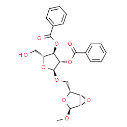 ChemSpider 2D Image | Methyl 2,3-anhydro-5-O-(2,3-di-O-benzoyl-alpha-D-arabinofuranosyl)-alpha-D-lyxofuranoside | C25H26O10