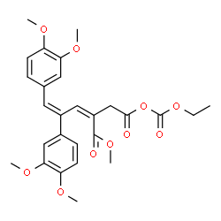 ChemSpider 2D Image | Methyl (2Z,4E)-4,5-bis(3,4-dimethoxyphenyl)-2-{2-[(ethoxycarbonyl)oxy]-2-oxoethyl}-2,4-pentadienoate | C27H30O10