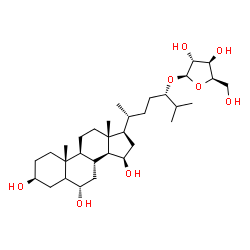 ChemSpider 2D Image | (3beta,6alpha,15beta,24S)-3,6,15-Trihydroxycholestan-24-yl beta-D-xylofuranoside | C32H56O8