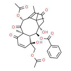 ChemSpider 2D Image | (2alpha,10beta)-10,20-Diacetoxy-1,4-dihydroxy-7,9,13-trioxotaxa-5,11-dien-2-yl benzoate | C31H34O11