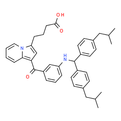 ChemSpider 2D Image | 4-[1-(3-{[Bis(4-isobutylphenyl)methyl]amino}benzoyl)-3-indolizinyl]butanoic acid | C40H44N2O3