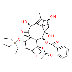 ChemSpider 2D Image | (2alpha,5beta,7beta,10beta,13alpha)-4-Acetoxy-1,10,13-trihydroxy-9-oxo-7-[(triethylsilyl)oxy]-5,20-epoxytax-11-en-2-yl benzoate | C35H50O10Si