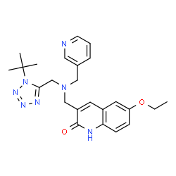 ChemSpider 2D Image | 6-Ethoxy-3-{[{[1-(2-methyl-2-propanyl)-1H-tetrazol-5-yl]methyl}(3-pyridinylmethyl)amino]methyl}-2(1H)-quinolinone | C24H29N7O2