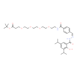 ChemSpider 2D Image | 2-Methyl-2-propanyl 1-(4-{(Z)-[(2-hydroxy-3,5-diisopropylbenzoyl)hydrazono]methyl}phenyl)-1-oxo-5,8,11,14-tetraoxa-2-azaheptadecan-17-oate | C36H53N3O9
