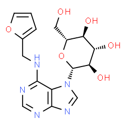 ChemSpider 2D Image | N-(2-Furylmethyl)-7-(beta-D-glucopyranosyl)-7H-purin-6-amine | C16H19N5O6