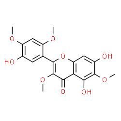 ChemSpider 2D Image | 5,7-Dihydroxy-2-(5-hydroxy-2,4-dimethoxyphenyl)-3,6-dimethoxy-4H-chromen-4-one | C19H18O9