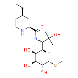 ChemSpider 2D Image | Methyl (5R)-5-[(1S)-1-({[(2S,4R)-4-ethyl-2-piperidinyl]carbonyl}amino)-2-hydroxy-2-methylpropyl]-1-thio-beta-L-arabinopyranoside | C18H34N2O6S