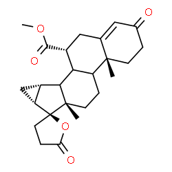 ChemSpider 2D Image | Methyl (4aR,6aS,7S,7aR,8aR,9R)-4a,6a-dimethyl-2,5'-dioxo-2,4,4',4a,4b,5,5',6,6a,7a,8,8a,8b,8c,9,10-hexadecahydro-3H,3'H-spiro[cyclopropa[4,5]cyclopenta[1,2-a]phenanthrene-7,2'-furan]-9-carboxylate | C25H32O5