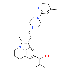 ChemSpider 2D Image | 2-Methyl-1-(2-methyl-1-{2-[4-(4-methyl-2-pyridinyl)-1-piperazinyl]ethyl}-5,6-dihydro-4H-pyrrolo[3,2,1-ij]quinolin-8-yl)-1-propanol | C28H38N4O