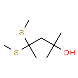 ChemSpider 2D Image | 2-Methyl-4,4-bis(methylsulfanyl)-2-pentanol | C8H18OS2