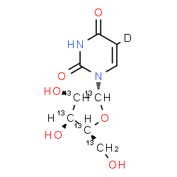 ChemSpider 2D Image | (1',2',3',4',5'-~13~C_5_,5-~2~H)Uridine | C413C5H11DN2O6