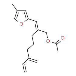 ChemSpider 2D Image | (2E)-6-Methylene-2-[(4-methyl-2-furyl)methylene]-7-octen-1-yl acetate | C17H22O3