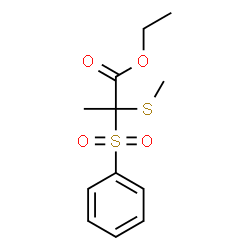 ChemSpider 2D Image | Ethyl 2-(methylsulfanyl)-2-(phenylsulfonyl)propanoate | C12H16O4S2