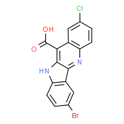 ChemSpider 2D Image | 7-Bromo-2-chloro-10H-indolo[3,2-b]quinoline-11-carboxylic acid | C16H8BrClN2O2