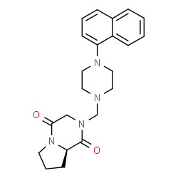 ChemSpider 2D Image | (8aR)-2-{[4-(1-Naphthyl)-1-piperazinyl]methyl}hexahydropyrrolo[1,2-a]pyrazine-1,4-dione | C22H26N4O2