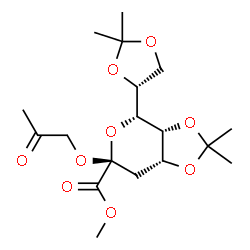 ChemSpider 2D Image | Methyl 2-oxopropyl (6R)-3-deoxy-6-[(4R)-2,2-dimethyl-1,3-dioxolan-4-yl]-4,5-O-isopropylidene-beta-L-erythro-hex-2-ulopyranosidonate | C18H28O9