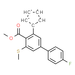 ChemSpider 2D Image | 1-[4'-Fluoro-4-(methoxycarbonyl)-5-(methylsulfanyl)-3-biphenylyl]-1,2,3,4,5-cyclopentanepentayl | C20H16FO2S