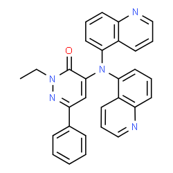 ChemSpider 2D Image | 4-(Di-5-quinolinylamino)-2-ethyl-6-phenyl-3(2H)-pyridazinone | C30H23N5O