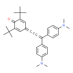 ChemSpider 2D Image | 4-{Bis[4-(dimethylamino)phenyl]propadienylidene}-2,6-bis(2-methyl-2-propanyl)-2,5-cyclohexadien-1-one | C33H40N2O