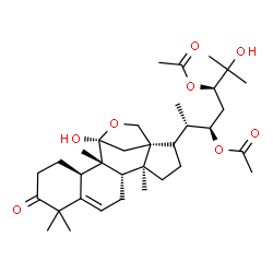 ChemSpider 2D Image | (4R,9beta,11beta,13alpha,17alpha,22R,24R)-11,25-Dihydroxy-9,10,14-trimethyl-1-oxo-11,18-epoxy-4,9-cyclo-9,10-secocholest-5-ene-22,24-diyl diacetate | C34H52O8
