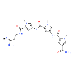 ChemSpider 2D Image | N~2~-{5-[(5-{[(3Z)-3-Amino-3-iminopropyl]carbamoyl}-1-methyl-1H-pyrrol-3-yl)carbamoyl]-1-methyl-1H-pyrrol-3-yl}-1-methyl-1H-pyrrole-2,4-dicarboxamide | C22H27N9O4
