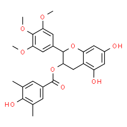 ChemSpider 2D Image | 5,7-Dihydroxy-2-(3,4,5-trimethoxyphenyl)-3,4-dihydro-2H-chromen-3-yl 4-hydroxy-3,5-dimethylbenzoate | C27H28O9