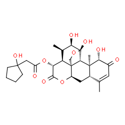 ChemSpider 2D Image | (1beta,11beta,12alpha,15beta)-1,11,12-Trihydroxy-2,16-dioxo-11,20-epoxypicras-3-en-15-yl (1-hydroxycyclopentyl)acetate | C27H36O10