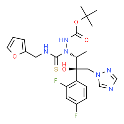 ChemSpider 2D Image | 2-Methyl-2-propanyl 2-[(2R,3R)-3-(2,4-difluorophenyl)-3-hydroxy-4-(1H-1,2,4-triazol-1-yl)-2-butanyl]-2-[(2-furylmethyl)carbamothioyl]hydrazinecarboxylate | C23H28F2N6O4S