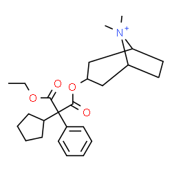 ChemSpider 2D Image | 3-[(2-Cyclopentyl-3-ethoxy-3-oxo-2-phenylpropanoyl)oxy]-8,8-dimethyl-8-azoniabicyclo[3.2.1]octane | C25H36NO4